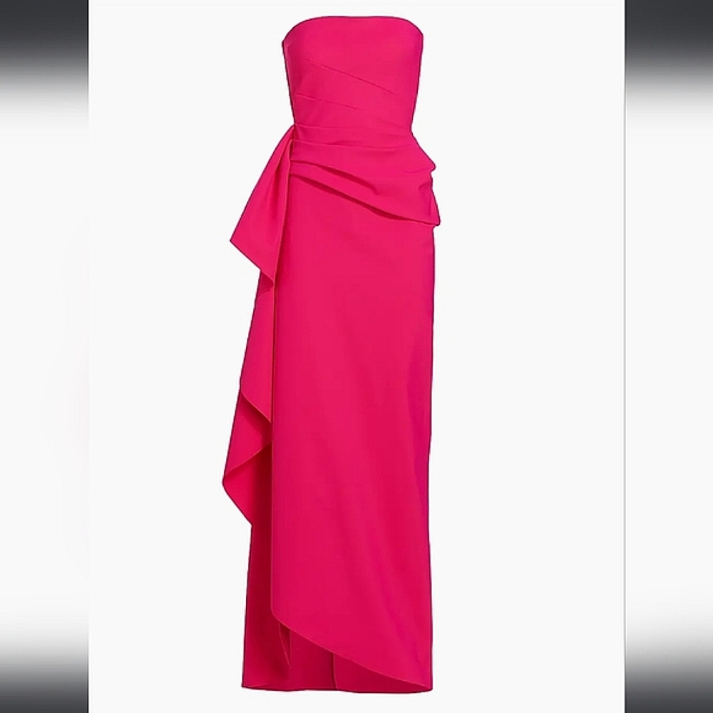 NWT$1,090 Chiara Boni Glicheria Pink Pleated Strapless Ruffle Gown Dress Sz 4 - Picture 5 of 16